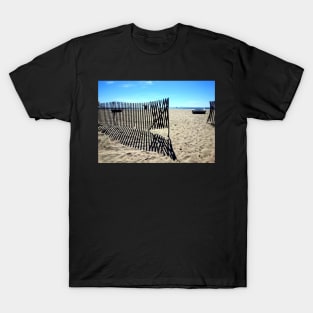 Symmetrical Fence Silhouette at the Beach T-Shirt